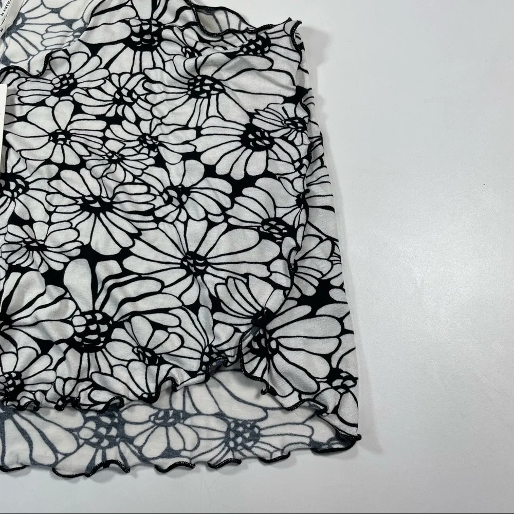 NWT Anthropologie black floral motifs crop tank size XS - Picture 4 of 6